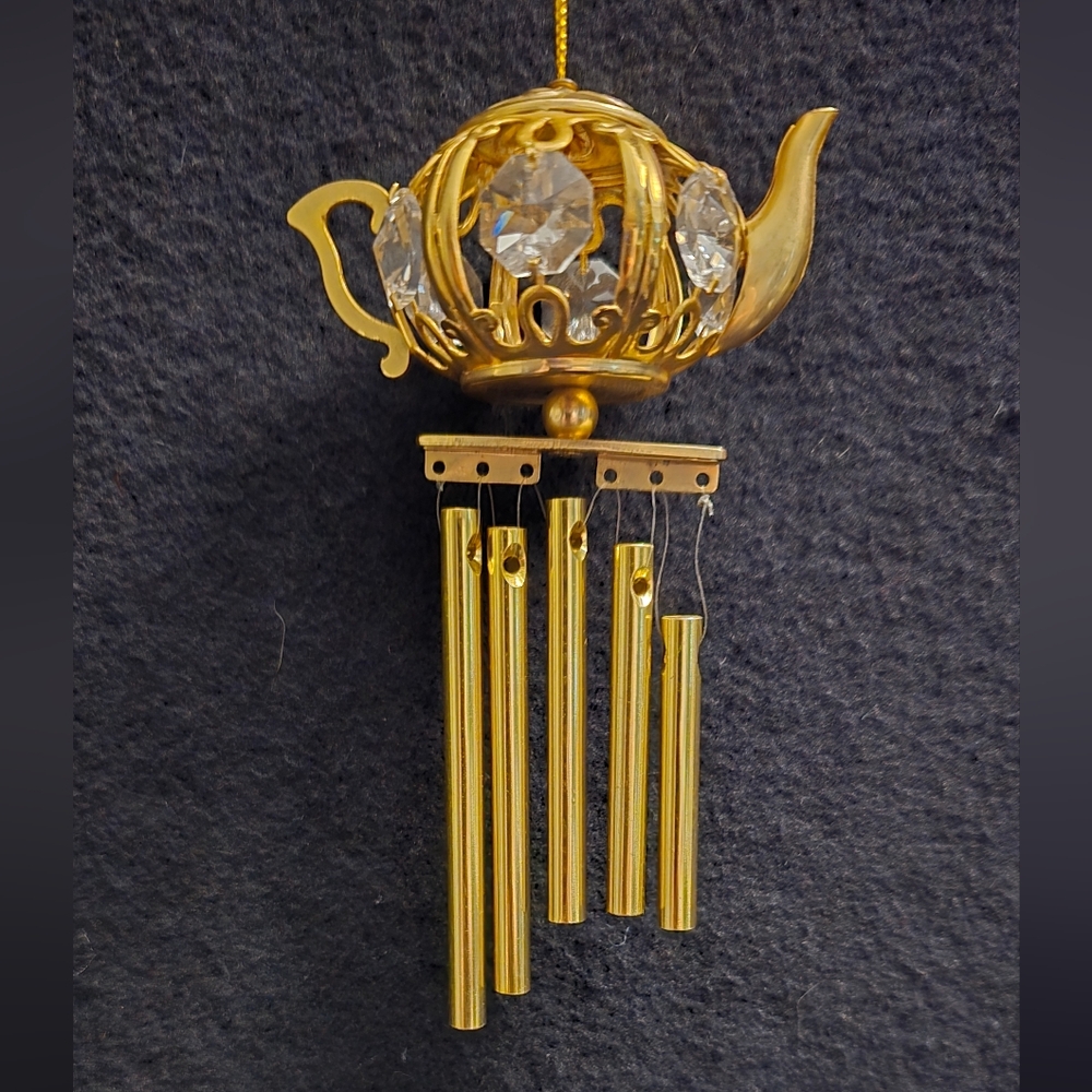 Elegant Gold Wind Chime with Crystal Accents